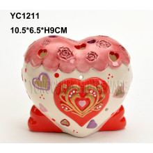 Hand-Painted Heart-Shaped Candlesticker Holder